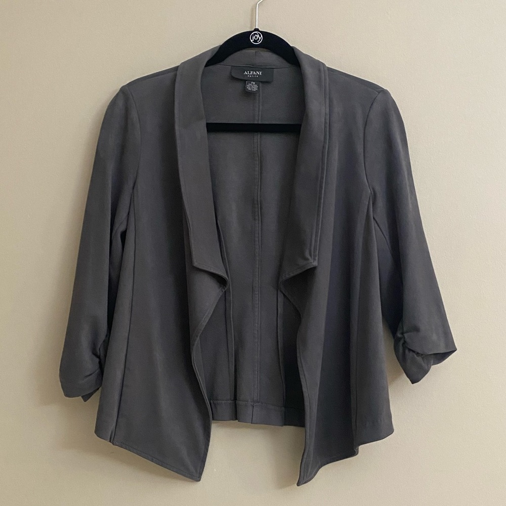 ALFANI Faux Suede Draped Jacket.  Size Petite Medium.